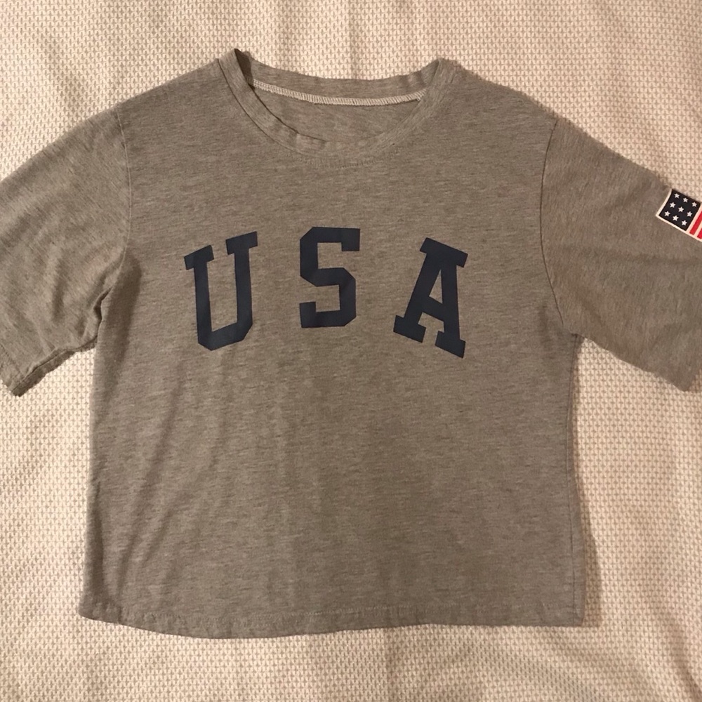 USA Gray Crop Top